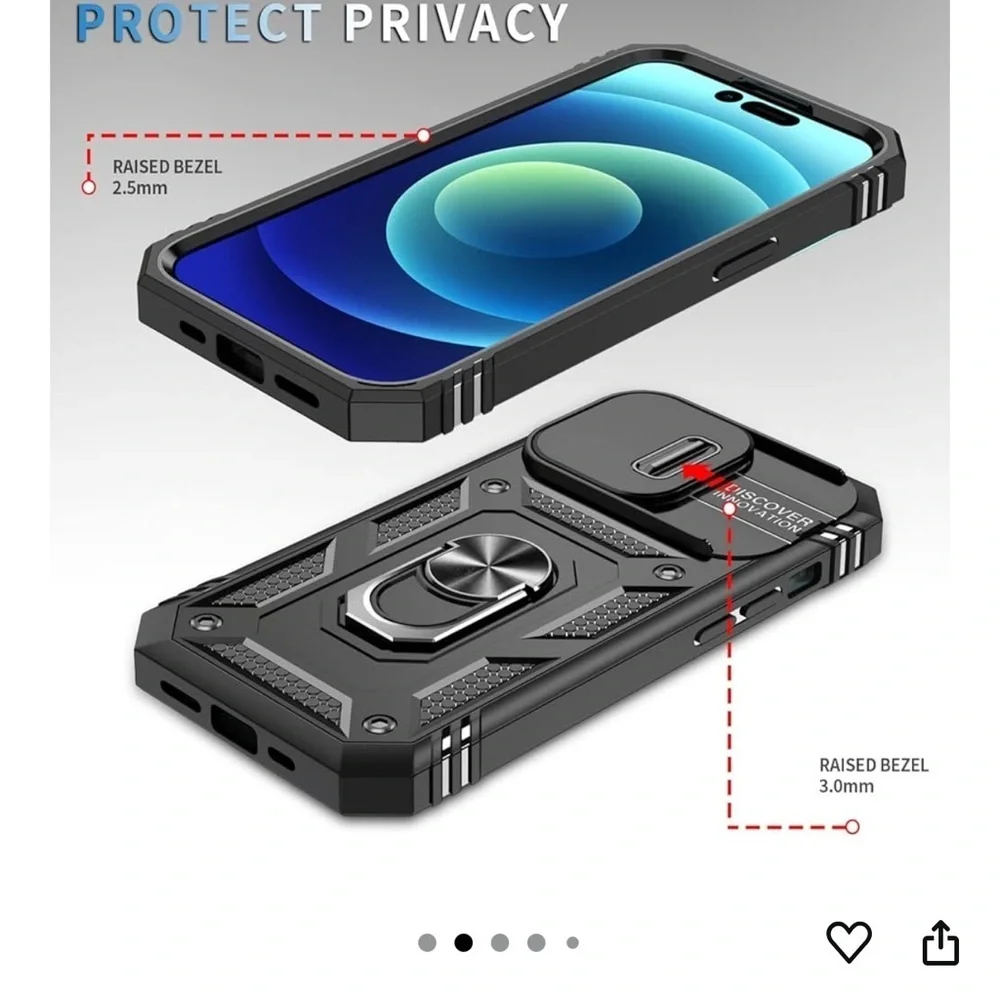 iPhone 14 Pro Max Black Rugged Phone Case with Kickstand